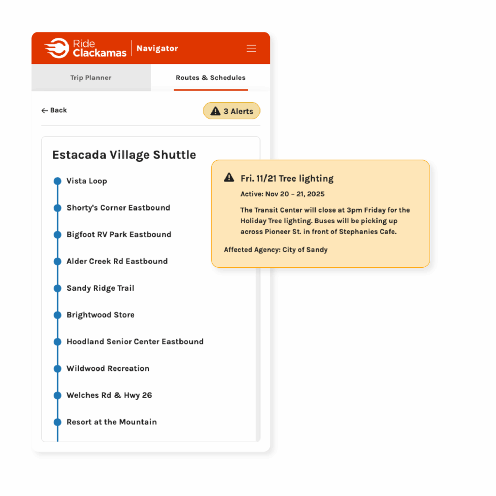 Ride Clackamas route alerts